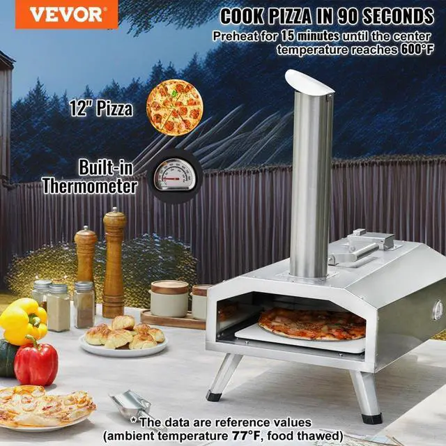 Alt view image 2 of 7 - VEVOR 12" Outdoor Pizza Oven Portable Pellet/Gas Pizza Oven Foldable for Camping