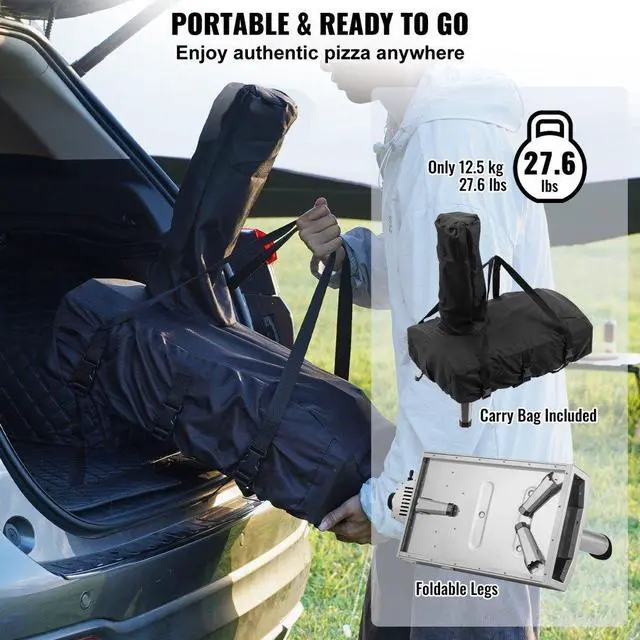 Alt view image 4 of 7 - VEVOR 12" Outdoor Pizza Oven Portable Pellet/Gas Pizza Oven Foldable for Camping