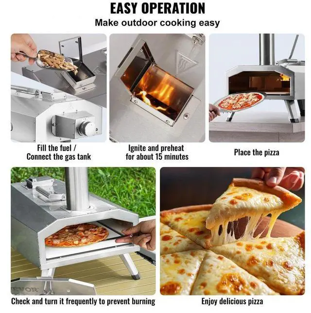 Alt view image 6 of 7 - VEVOR 12" Outdoor Pizza Oven Portable Pellet/Gas Pizza Oven Foldable for Camping