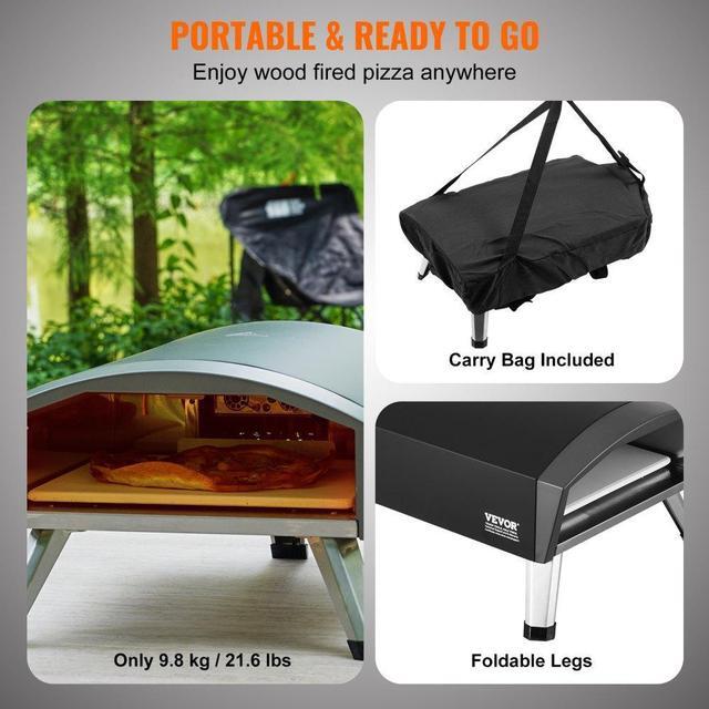 Alt view image 5 of 7 - VEVOR 12" Outdoor Pizza Oven Portable Gas Oven Iron Spray Foldable for Camping