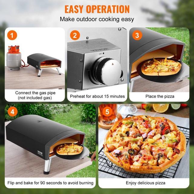 Alt view image 6 of 7 - VEVOR 12" Outdoor Pizza Oven Portable Gas Oven Iron Spray Foldable for Camping