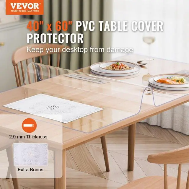 Alt view image 2 of 7 - VEVOR PVC Table Protector 40x60 Inch Clear Plastic Desk Protector 2.0mm Thick