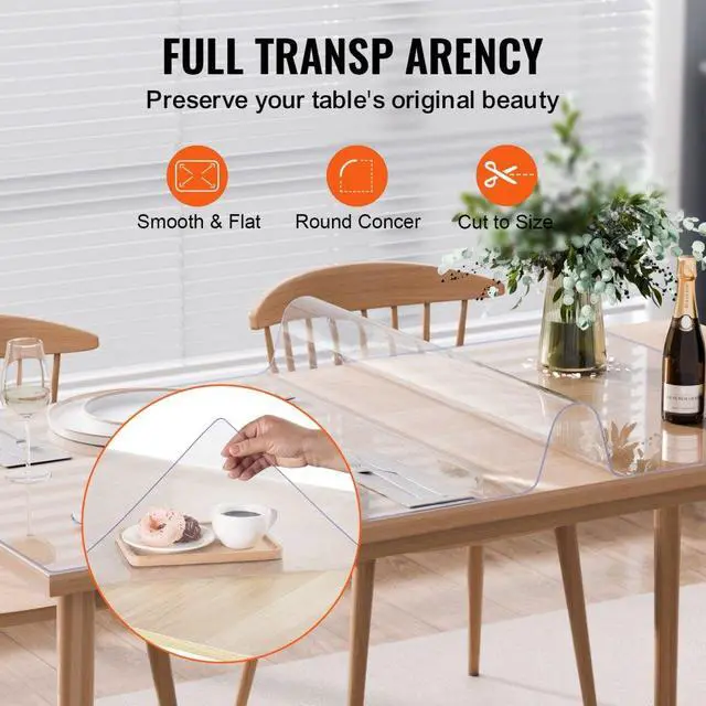 Alt view image 5 of 7 - VEVOR PVC Table Protector 40x60 Inch Clear Plastic Desk Protector 2.0mm Thick