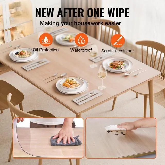 Alt view image 4 of 7 - VEVOR PVC Table Protector 36x60 Inch Frosted Plastic Desk Protector 1.5mm Thick