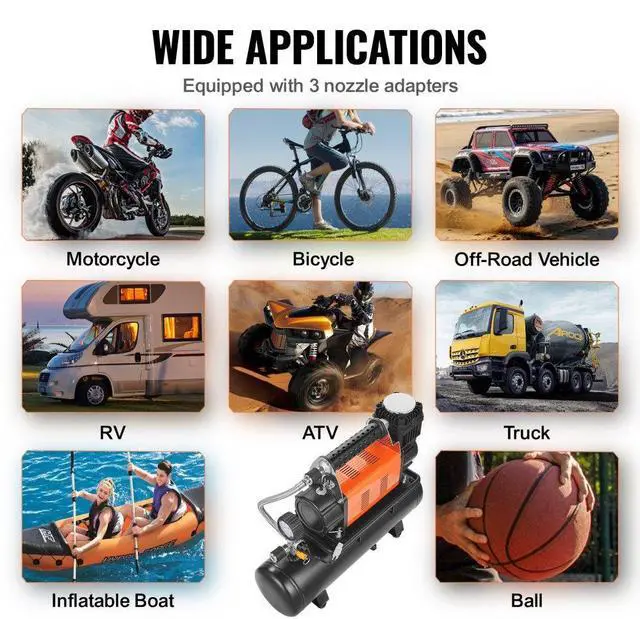Alt view image 5 of 7 - VEVOR Heavy Duty Air Compressor & 6L Tank 6.35CFM Portable Tire Inflator 150PSI