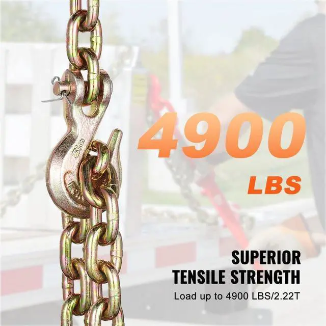 Alt view image 5 of 7 - VEVOR Binder Chain G80 Tie Down Tow Chain with Two Hooks 5/16" x 10.3' 4900 lbs