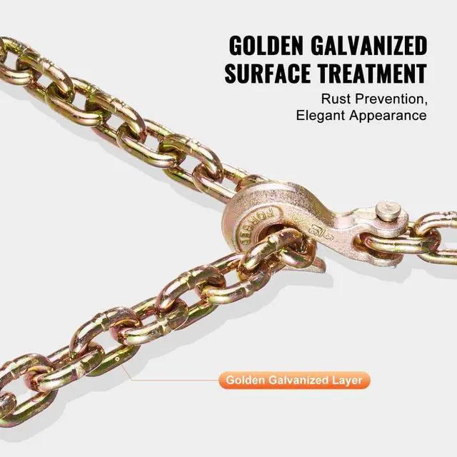 Alt view image 6 of 7 - VEVOR Binder Chain G80 Tie Down Tow Chain with Two Hooks 5/16" x 10.3' 4900 lbs