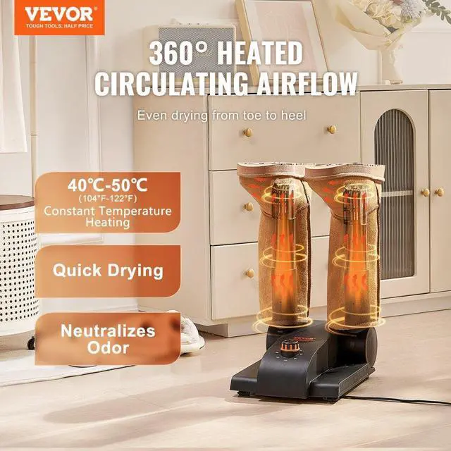 Alt view image 2 of 7 - VEVOR 180° Foldable 2-Tube Shoe Dryer Boot Dryer with Heat Blower Black & Orange,Ultra Silent, Quick Drying for Work Boots, Ski Boots, Sneakers, Gloves, Hats, Helmets