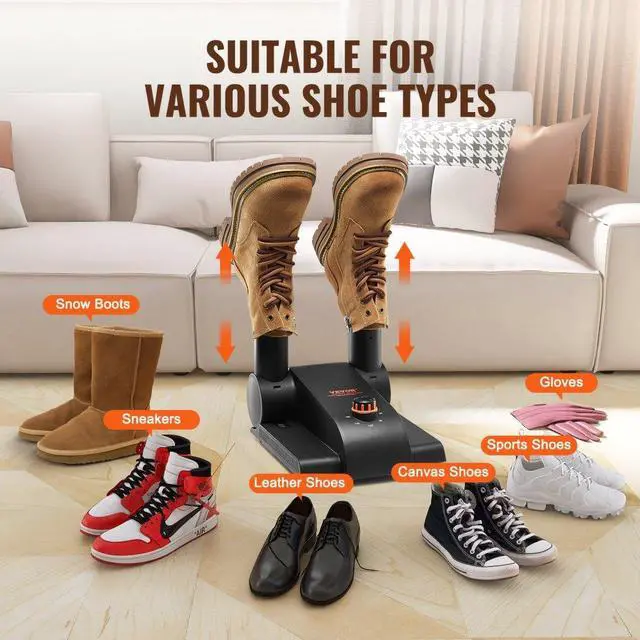 Alt view image 6 of 7 - VEVOR 180° Foldable 2-Tube Shoe Dryer Boot Dryer with Heat Blower Black & Orange,Ultra Silent, Quick Drying for Work Boots, Ski Boots, Sneakers, Gloves, Hats, Helmets