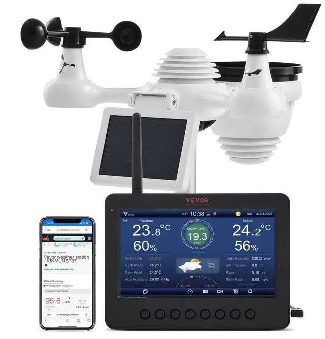 Main image of VEVOR 7-in-1 Wi-Fi Weather Station 7 in TFT Display Wireless Outdoor Sensor