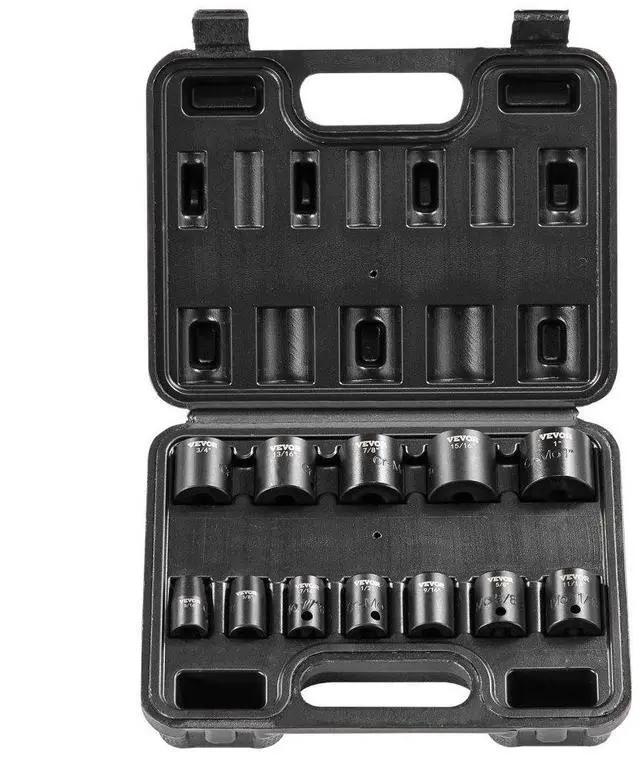 Main image of VEVOR Impact Sockets Set 12pcs 6-Point 3/8in Drive Bit Ratchet Tool Kit Case