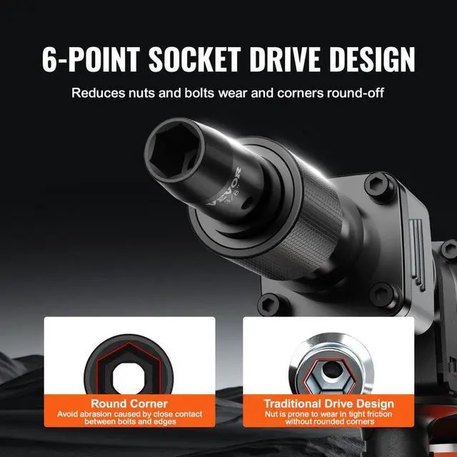 Alt view image 4 of 7 - VEVOR Impact Sockets Set 12pcs 6-Point 3/8in Drive Bit Ratchet Tool Kit Case