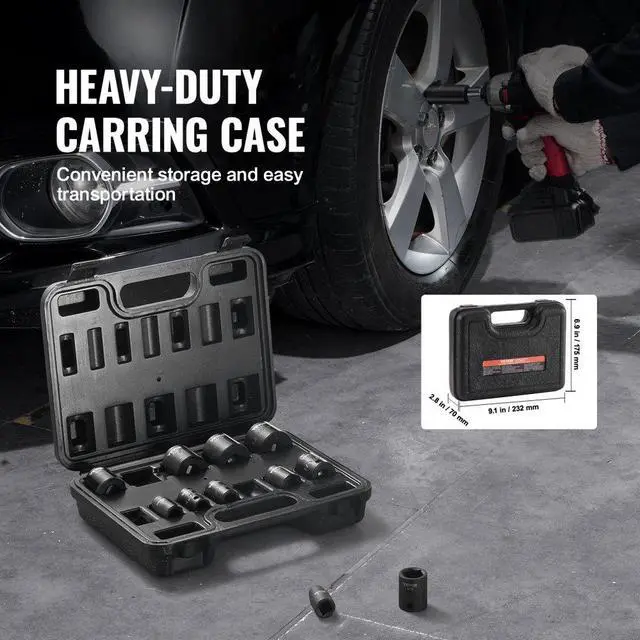 Alt view image 6 of 7 - VEVOR Impact Sockets Set 12pcs 6-Point 3/8in Drive Bit Ratchet Tool Kit Case