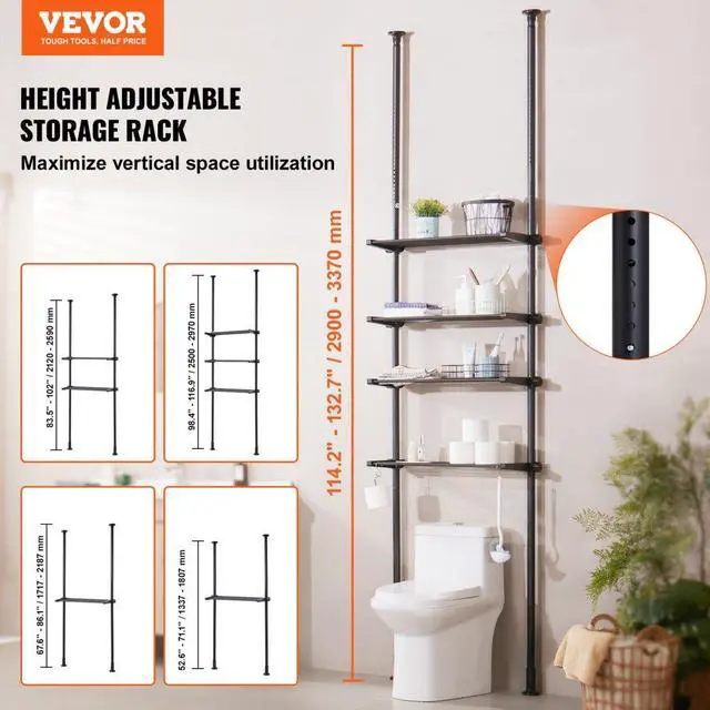 Alt view image 2 of 7 - VEVOR Over the Toilet Storage 4-Tier Bathroom Shelf Rack Space Saver Organizer