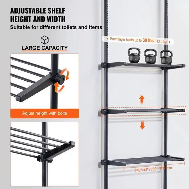 Alt view image 3 of 7 - VEVOR Over the Toilet Storage 4-Tier Bathroom Shelf Rack Space Saver Organizer