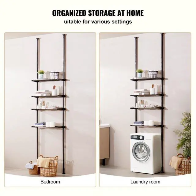 Alt view image 6 of 7 - VEVOR Over the Toilet Storage 4-Tier Bathroom Shelf Rack Space Saver Organizer