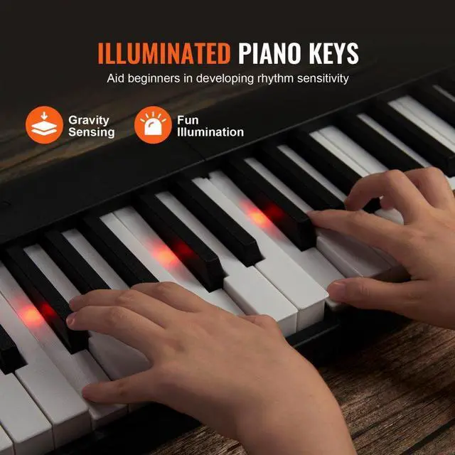 Alt view image 4 of 7 - VEVOR 88 Key Folding Keyboard Piano Portable Foldable Piano Bluetooth MIDI Black