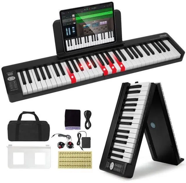 Main image of VEVOR 61 Key Folding Keyboard Piano Portable Foldable Piano Bluetooth MIDI Black