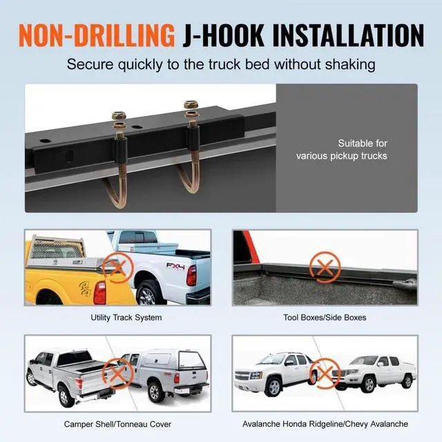 Alt view image 4 of 7 - VEVOR  Truck Rack Pick up Ladder Rack 1000lbs Capacity 43.3"-63" Width for Lumber