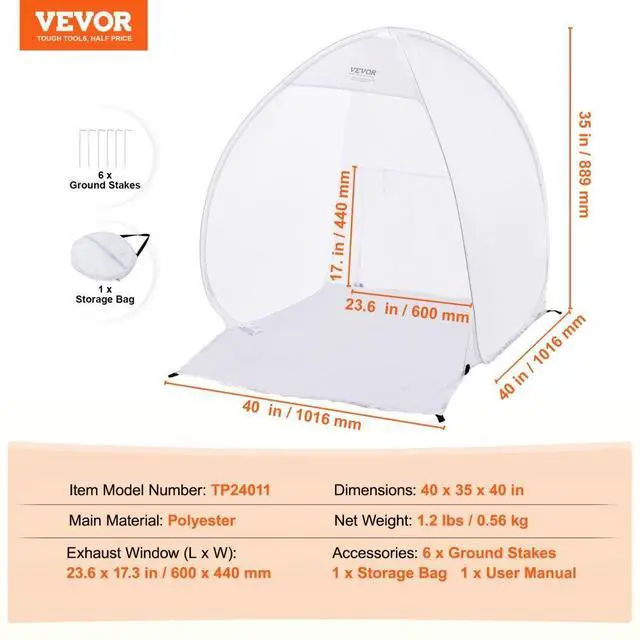 Alt view image 7 of 7 - VEVOR Spray Paint Shelter Portable Spray Paint Tent Booth 40x35x40 in Pop Up