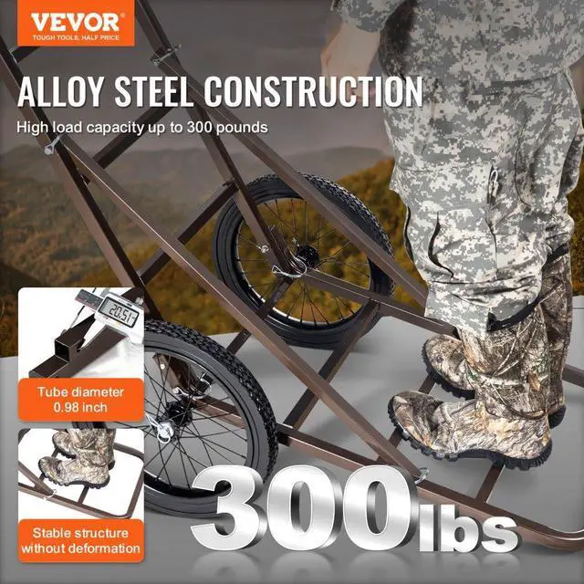 Alt view image 2 of 7 - VEVOR Folding Deer Cart Game Hauler Utility Gear Dolly 300 LBS Capacity