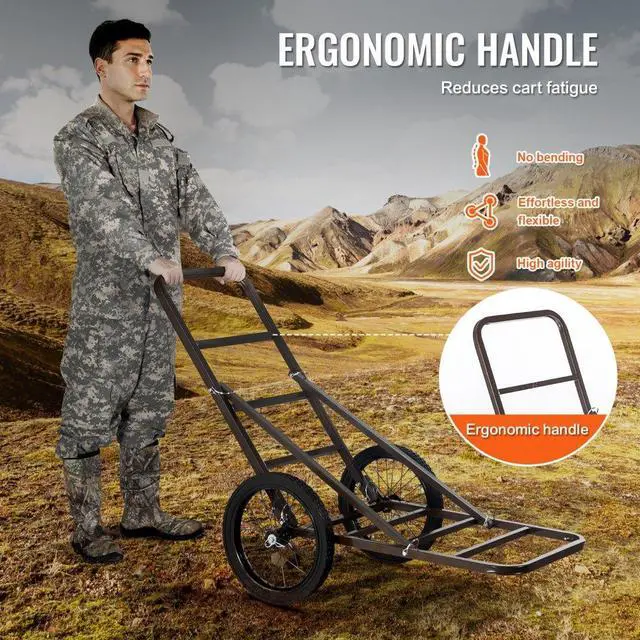 Alt view image 5 of 7 - VEVOR Folding Deer Cart Game Hauler Utility Gear Dolly 300 LBS Capacity