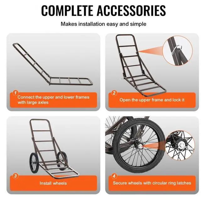 Alt view image 6 of 7 - VEVOR Folding Deer Cart Game Hauler Utility Gear Dolly 300 LBS Capacity