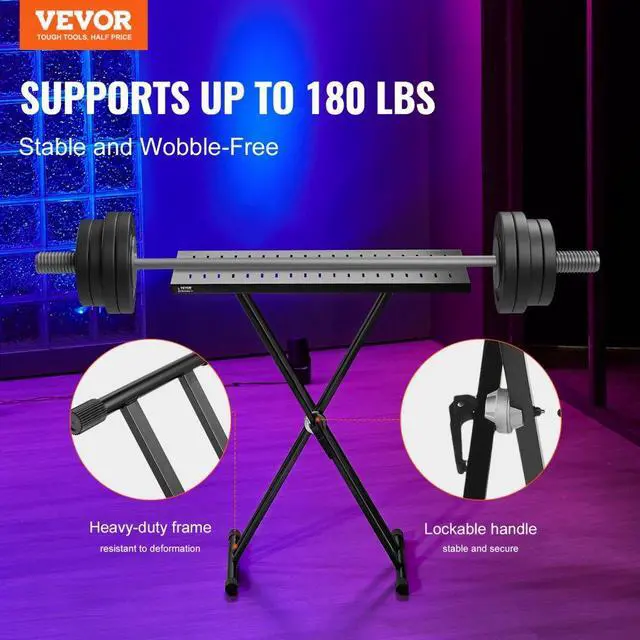 Alt view image 2 of 7 - VEVOR Portable DJ Table with Double-X Braced Keyboard Stand Adjustable Height