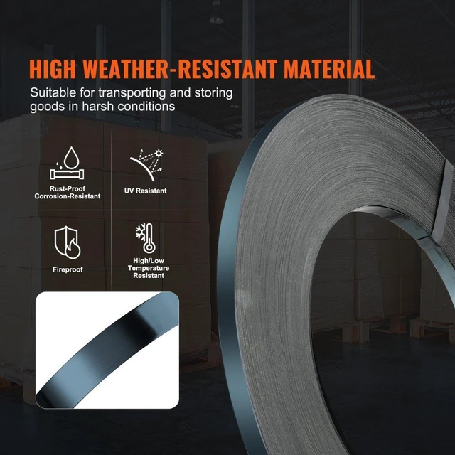 Alt view image 3 of 15 - VEVOR Steel Strapping Coil, 3/4 in x 0.02 in x 1640 ft, Metal Strapping Banding Roll Withstands Harsh Environment, 1700 lbs Break Strength, Heavy Duty Banding Pallet Strap Coil for Pallet Packing