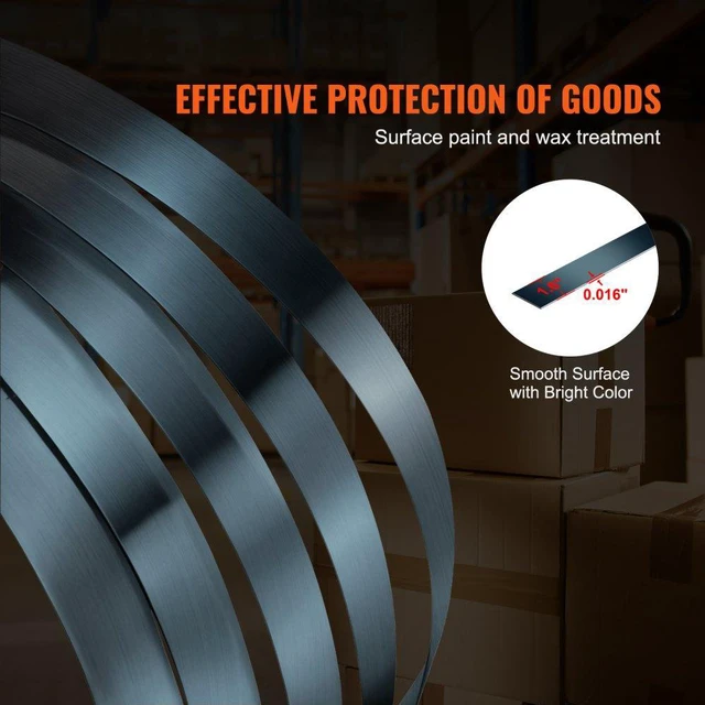 Alt view image 4 of 15 - VEVOR Steel Strapping Coil, 3/4 in x 0.02 in x 1640 ft, Metal Strapping Banding Roll Withstands Harsh Environment, 1700 lbs Break Strength, Heavy Duty Banding Pallet Strap Coil for Pallet Packing