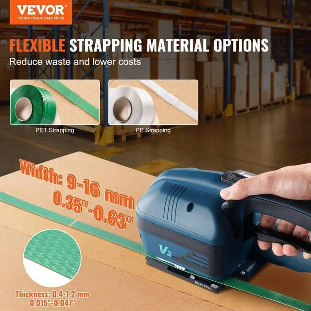Alt view image 2 of 7 - VEVOR Automatic Electric Strapping Machine Tool for PP/PET 0.35"-0.63" Straps