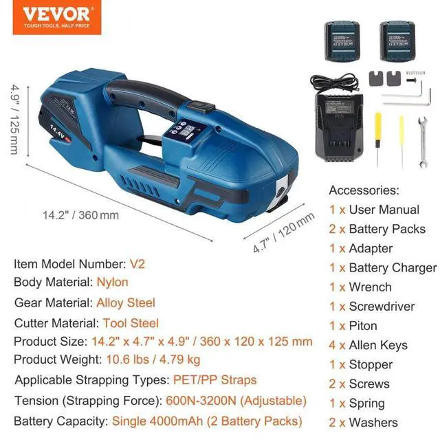 Alt view image 7 of 7 - VEVOR Automatic Electric Strapping Machine Tool for PP/PET 0.35"-0.63" Straps