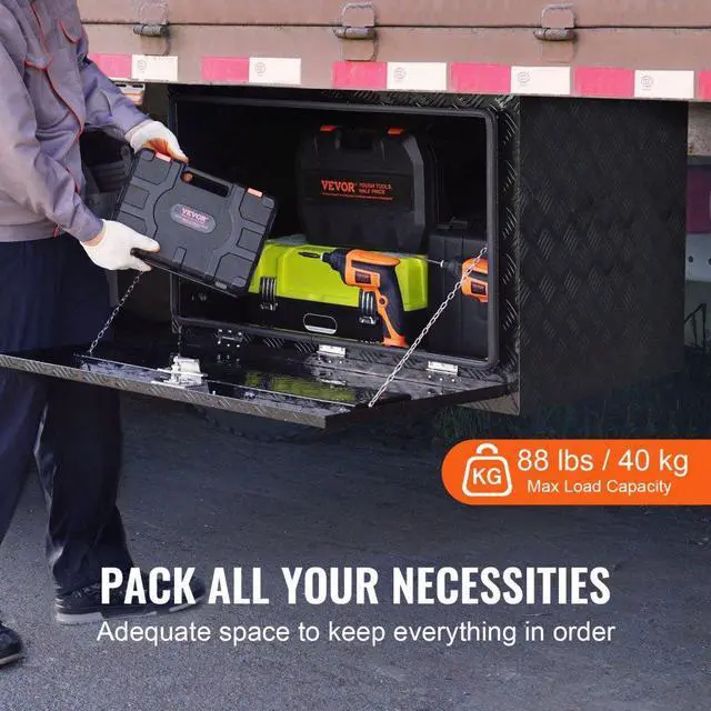 Alt view image 3 of 7 - VEVOR Underbody Aluminum Truck Tool Box 36" x 24" x 24" Trailer RV Tool Storage