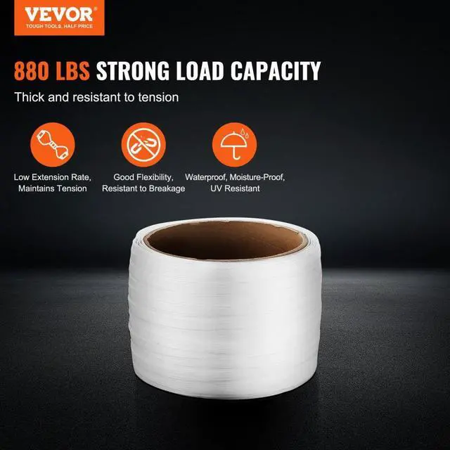 Alt view image 2 of 7 - VEVOR Packaging Woven Strapping Roll 1/2" x 0.03" x 660' Banding Strap 882 lbs