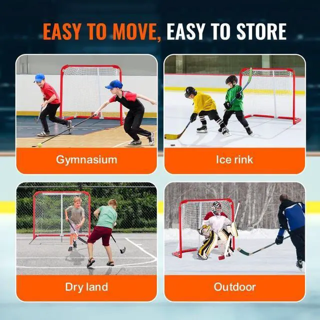 Alt view image 6 of 7 - VEVOR Youth Street Hockey Net Indoor Outdoor Steel Hockey Goal for Kids 54"x44"