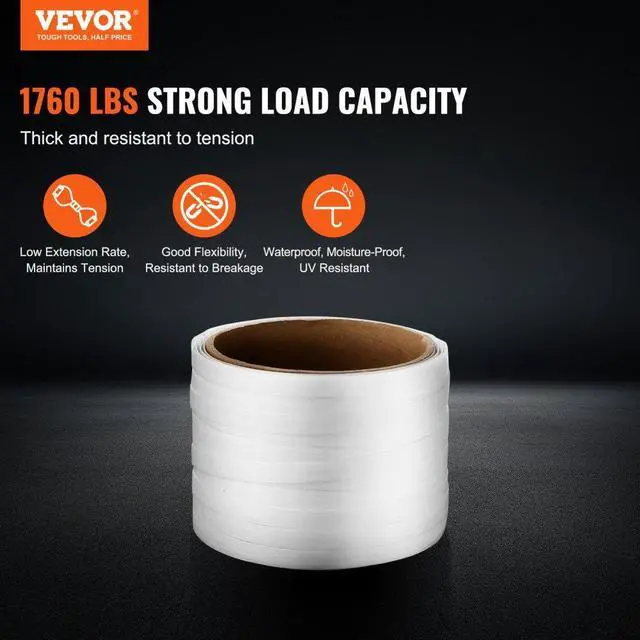 Alt view image 2 of 7 - VEVOR Packaging Woven Strapping Roll 3/4" x 0.03" x 330' Banding Strap 1763 lbs