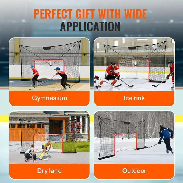 Alt view image 6 of 7 - VEVOR Hockey Goal Backstop Net Street Hockey Sport Target Netting Outdoor 12x7FT