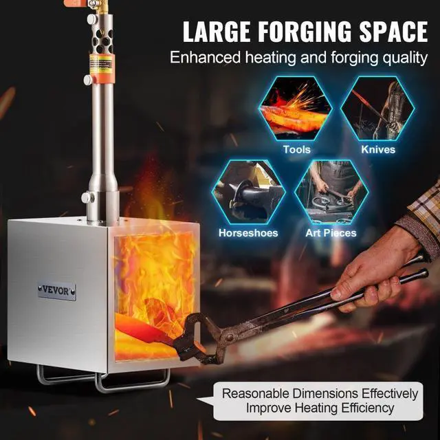 Alt view image 3 of 7 - VEVOR Portable Propane Forge 1 Burner Farrier Forge 2600 Knife Metal Square