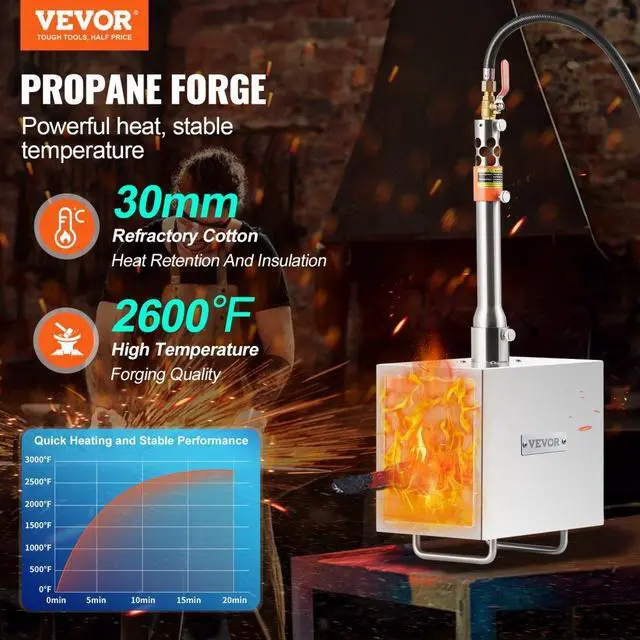 Alt view image 2 of 7 - VEVOR Portable Propane Forge 1 Burner Farrier Forge 2600 Knife Metal Square