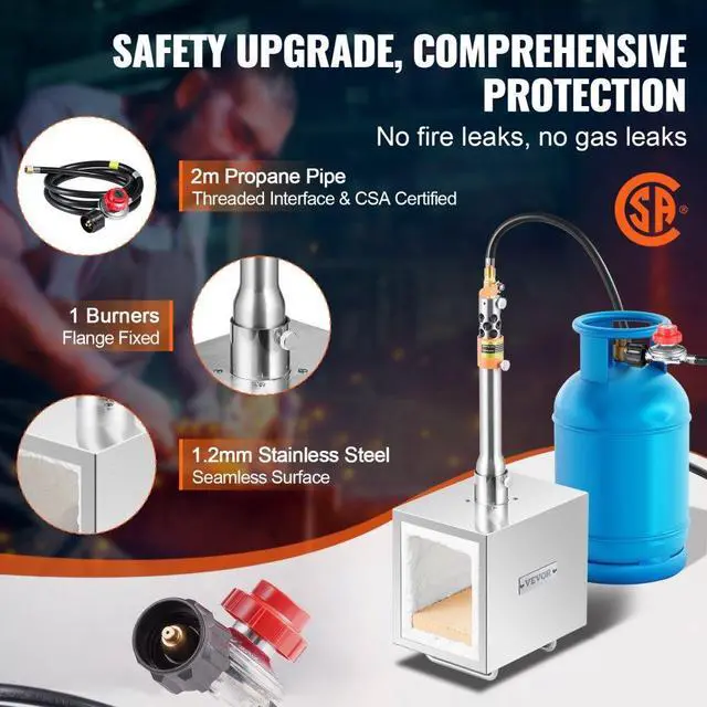Alt view image 4 of 7 - VEVOR Portable Propane Forge 1 Burner Farrier Forge 2600 Knife Metal Square