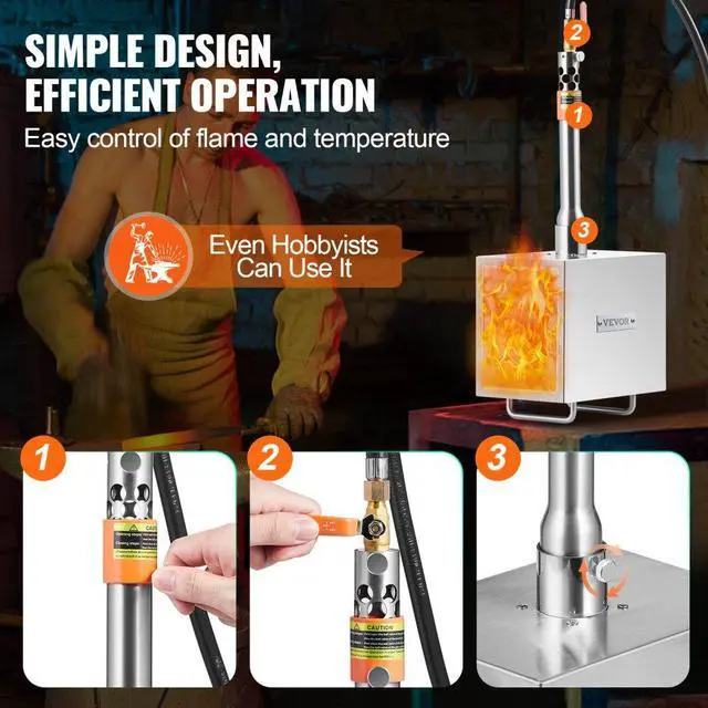 Alt view image 5 of 7 - VEVOR Portable Propane Forge 1 Burner Farrier Forge 2600 Knife Metal Square