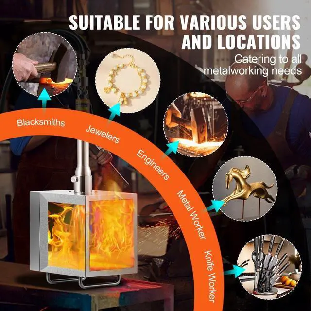 Alt view image 6 of 7 - VEVOR Portable Propane Forge 1 Burner Farrier Forge 2600 Knife Metal Square