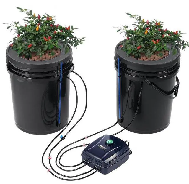 Main image of VEVOR  DWC Hydroponics Grow System, Hydroponic Growing System with Top Drip Kit, Deep Water Culture 5-Gallon 2 Buckets, with Air Pump, Air Stones and Water Level Device for Leafy Vegetables
