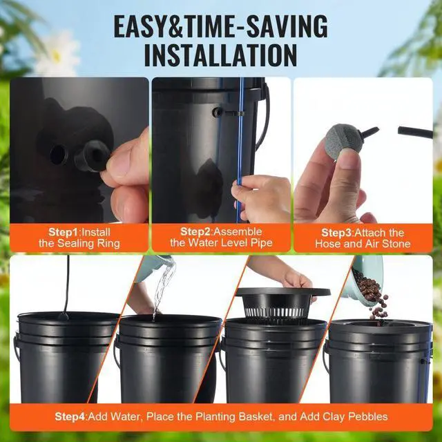 Alt view image 5 of 7 - VEVOR  DWC Hydroponics Grow System, Hydroponic Growing System with Top Drip Kit, Deep Water Culture 5-Gallon 2 Buckets, with Air Pump, Air Stones and Water Level Device for Leafy Vegetables