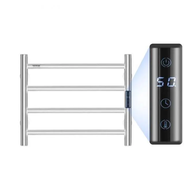 Main image of VEVOR 4-Bar Towel Warmer Rack Wall Mounted Heated Towel Rack for Bathroom Silver
