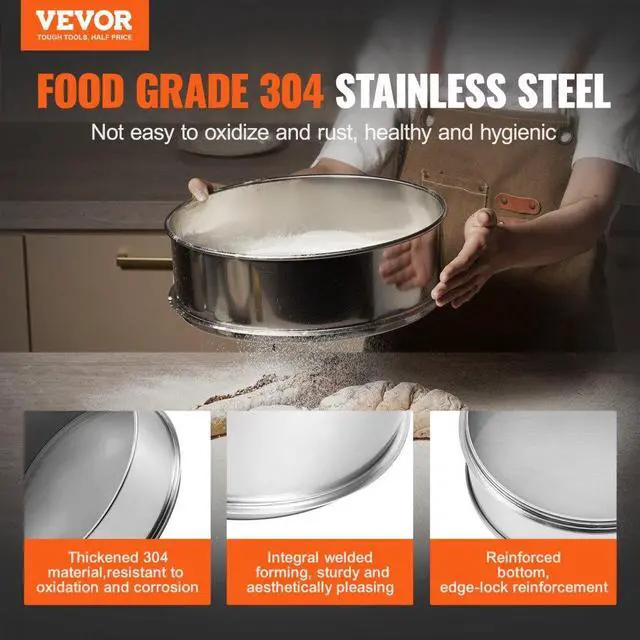 Alt view image 2 of 14 - VEVOR Flour Sieve Fine Mesh Stainless Steel 150 Mesh Flour Sifter for Baking