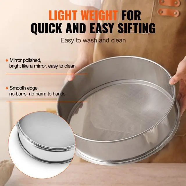 Alt view image 5 of 14 - VEVOR Flour Sieve Fine Mesh Stainless Steel 150 Mesh Flour Sifter for Baking