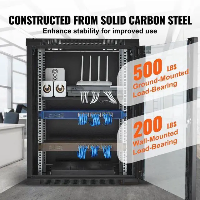 Alt view image 4 of 7 - VEVOR 15U Wall Mount Network Server Rack Cabinet Enclosure 18'' Glass Door Lock