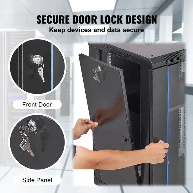 Alt view image 5 of 7 - VEVOR 15U Wall Mount Network Server Rack Cabinet Enclosure 18'' Glass Door Lock