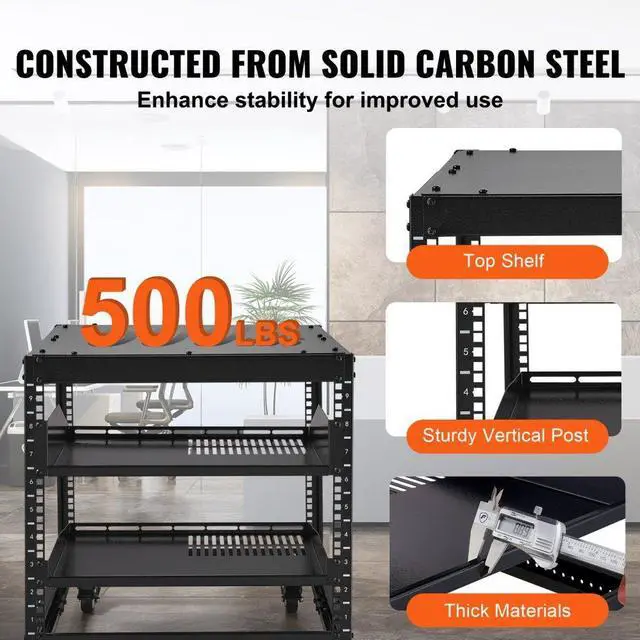 Alt view image 4 of 7 - VEVOR 9U 4 Post Open Frame Server Rack Network Enclosure 23''-40'' Adjustable